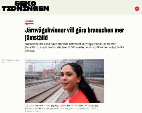 Elina Kabir och Järnvägskvinnor i facket SEKO-tidningen